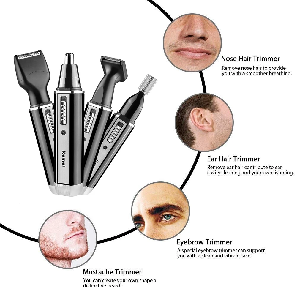 남성용 Kemei 4 in 1 트리머 전기 코 및 귀  - Men'S Grooming Ear Hair 리뷰 및 가격